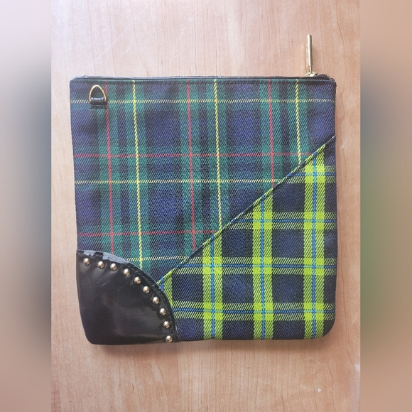 MAC Plaid Clutch with Gold Accents - Picture 2 of 5